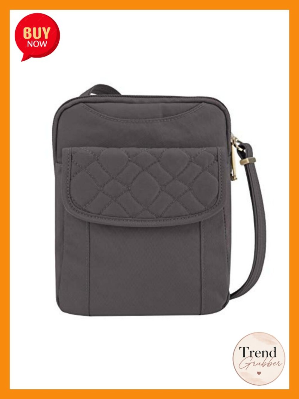 Anti-Theft Quilted Slim Pouch RFID Blocking Crossbody Travel Purse
